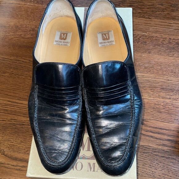 Vintage Bruno Magli Manzo black slip on loafers - Picture 1 of 9
